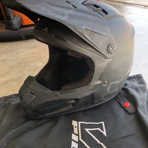 Fox riding helmet and goggles